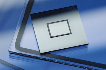 Laser-soldered glass/silicon sensor package.