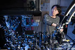 Researcher Na Young Kim at the optical bench. Researcher Na Young Kim at the optical bench.