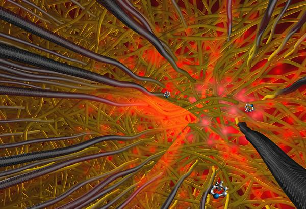 The basis of a high-sensitivity SERS sensor from ETH Zurich and LLNL is carbon nanotubes having curved tips. The numerous gaps let through the Raman scattered light.