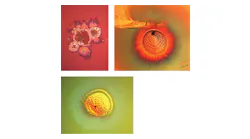 FIGURE 1. High magnification reveals images of high-energy laser-induced damage on coated surfaces. FIGURE 1. High magnification reveals images of high-energy laser-induced damage on coated surfaces.