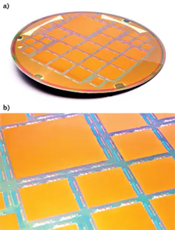 FIGURE 1. For a stitched-image wafer (a), different sub-blocks are combined (b) to create imagers with different sizes. FIGURE 1. For a stitched-image wafer (a), different sub-blocks are combined (b) to create imagers with different sizes.