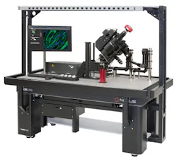 FIGURE 2. A Thorlabs optical table and workstation is shown supporting the Thorlabs Bergamo II Series multiphoton microscope system, a femtosecond-laser source, and a computer. FIGURE 2. A Thorlabs optical table and workstation is shown supporting the Thorlabs Bergamo II Series multiphoton microscope system, a femtosecond-laser source, and a computer.