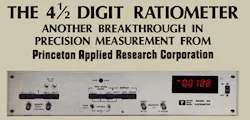 FIGURE 2. Nixie tubes were used in early digital displays like this Princeton Applied Research ratiometer before large, bright LEDs became available. Light came from a glow discharge in which a voltage was switched to one of the 10 cathodes in the tube. FIGURE 2. Nixie tubes were used in early digital displays like this Princeton Applied Research ratiometer before large, bright LEDs became available. Light came from a glow discharge in which a voltage was switched to one of the 10 cathodes in the tube.