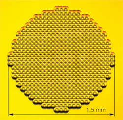 A metamaterial terahertz-radiation-focusing GRIN lens has 60 μm wide unit cells consisting of a 200 nm thick copper film sandwiched between two slabs of benzocyclobutene, a dielectric. A metamaterial terahertz-radiation-focusing GRIN lens has 60 μm wide unit cells consisting of a 200 nm thick copper film sandwiched between two slabs of benzocyclobutene, a dielectric.