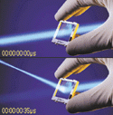 Liquid-crystal-based diffractive lens can be electrically switched on and off within 35 &micro;s (left). Similar switchable holograms are capable of light deflection, spectral filtering, and distortion and aberration correction. The fastest electrically switchable hologram constructed to date has a switching speed of 10 &micro;s. Associated software calculates many device characteristics, including diffraction efficiency over a range of input angles and wavelengths (right). The software is freely downloadable as an aid to optical designers.