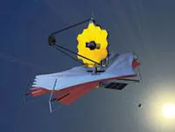 FIGURE 1. The James Webb Space Telescope, for which the main contractor is Northrop Grumman Space Technology (Redondo Beach, CA), will have an 18-segment primary mirror with overall diameter of 6.5 m. This construction reflects the trend in segmentation of primary mirrors for terrestrial and space-based telescopes. FIGURE 1. The James Webb Space Telescope, for which the main contractor is Northrop Grumman Space Technology (Redondo Beach, CA), will have an 18-segment primary mirror with overall diameter of 6.5 m. This construction reflects the trend in segmentation of primary mirrors for terrestrial and space-based telescopes.