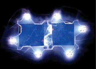 FIGURE 1. A backlight unit consisting of planar flexible-light-guide technology mixes red, green, and blue light in the same plane as LED surfaces.