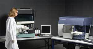FIGURE 1. Becton Dickinson says that almost all of its cell-counting systems-such as the FACSCanto II (right)-now use solid-state lasers exclusively.