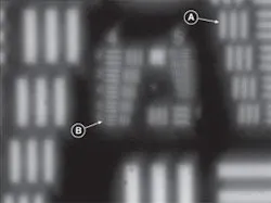 FIGURE 1. Measuring image quality of an optical system using USAF resolution charts can be subjective. Different operators can resolve differing levels of image detail. In one case, a binocular manufacturer (operator A) reports lower resolution than the end-user retail chain (operator B). FIGURE 1. Measuring image quality of an optical system using USAF resolution charts can be subjective. Different operators can resolve differing levels of image detail. In one case, a binocular manufacturer (operator A) reports lower resolution than the end-user retail chain (operator B).
