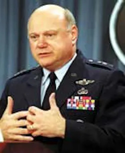 Lt. Gen. Ronald T. Kadish, director of the Ballistic Missile Defense Organization, conducted a press briefing on the restructured missile-defense program and testing plan July 13 at the Pentagon. Lt. Gen. Ronald T. Kadish, director of the Ballistic Missile Defense Organization, conducted a press briefing on the restructured missile-defense program and testing plan July 13 at the Pentagon.