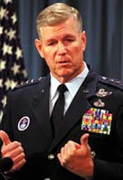 Air Force Gen. Richard B. Myers, named by President George W. Bush to be the next chairman of the Joint Chiefs of Staff, has testified before congress in support of the laser defense program.