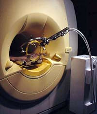 MRC supports installation of the multilaser neurosurgery system in an interventional MRI environment. High-resolution images are taken preoperatively for planning purposes, while lower-resolution images are taken during surgery to monitor progress.