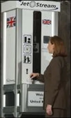 A woman is scanned by an iris-recognition system installed at Heathrow Airport in London. The result of the scan is a 512-byte code that is stored for future use. A woman is scanned by an iris-recognition system installed at Heathrow Airport in London. The result of the scan is a 512-byte code that is stored for future use.