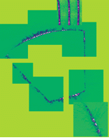 FIGURE 1. Images of the evanescent field in a III-V waveguide derived from NSOM measurements provide an accurate (.1 &micro;m) measure of the mode profile in the direction perpendicular to the propagation axis and show a modulation of the optical intensity along this direction. Local losses corresponding to fields propagating out of the guide can be correlated to topographic features.