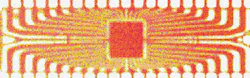 FIGURE 2. Terahertz image of an integrated circuit penetrates the plastic package to reveal circuit features, metal contacts, and connection integrity. FIGURE 2. Terahertz image of an integrated circuit penetrates the plastic package to reveal circuit features, metal contacts, and connection integrity.