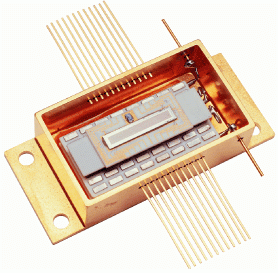 Full-frame CCD sensor with a 512 &times; 64-pixel array is integrated with two-stage thermoelectric cooler for spectroscopy and related scientific applications (above); split-frame CCD sensor has a 512 &times; 512 array for high-speed photographic imaging (below).