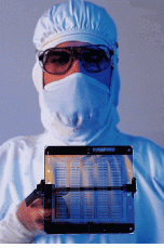 High-purity quartz photomask containing precision image of an integrated circuit is used to pattern the circuit image onto a semiconductor wafer.