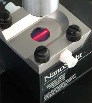 FIGURE 1. The beam within the laser module of the nanoparticle tracking analysis system passes through a sample.