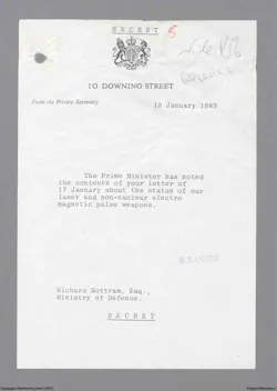 Opening page of memo to Prime Minister Thatcher Opening page of memo to Prime Minister Thatcher