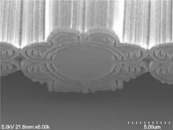A 3D print of an optimized flower structure is only 15 µm in cross-sectional size. A 3D print of an optimized flower structure is only 15 µm in cross-sectional size.