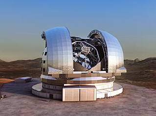 Artist's concept of the European Extremely Large Telescope (E-ELT; Cerro Armazones, Chile), scheduled for first light in 2024.