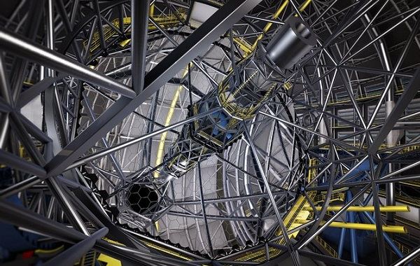 This artist's rendering shows the huge segmented primary mirror of the ESO Extremely Large Telescope (ELT).
