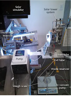 FIGURE 1. An integrated solar tower system for photocatalytic hydrogen and power production has been developed. FIGURE 1. An integrated solar tower system for photocatalytic hydrogen and power production has been developed.