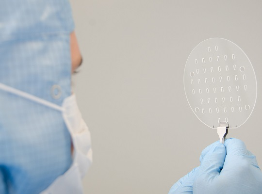 More funding is available to develop laser-inscribed wafers like this one.