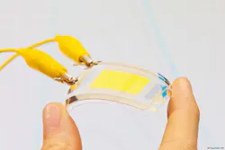 Flexible OLED processed with sheet-to-sheet technology (Image from Fraunhofer FEP) Flexible OLED processed with sheet-to-sheet technology (Image from Fraunhofer FEP)