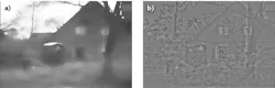 FIGURE 3. The base layer (a) and detail layer (b) are obtained for the cottage scene by applying spatial-filtering algorithms. FIGURE 3. The base layer (a) and detail layer (b) are obtained for the cottage scene by applying spatial-filtering algorithms.