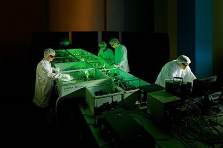 Shown is the team working on the SYLOS laser.