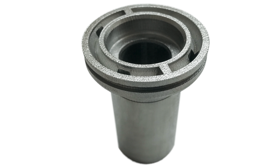 This expansion sleeve is one example of a part that can be improved by 3D printing it from an amorphous metal; the part can be made in a single piece with 3D printing, and the amorphous metal deforms more readily than the metal in a conventional sleeve.