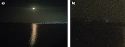 FIGURE 1. This image shows a poorly lit scene (a) and a zoomed-in region showing the effect of Gaussian noise (b). FIGURE 1. This image shows a poorly lit scene (a) and a zoomed-in region showing the effect of Gaussian noise (b).