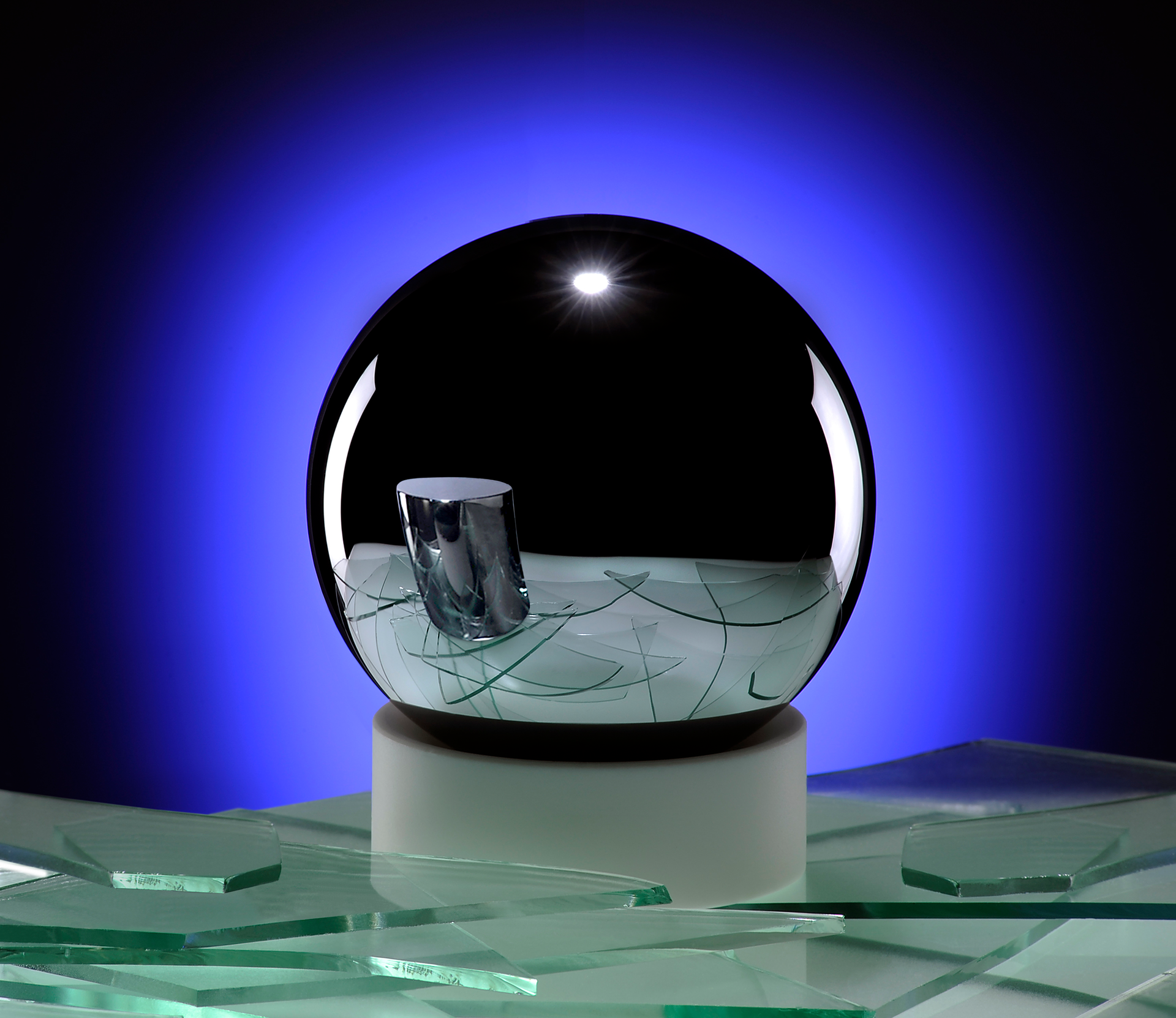 One of two spheres used for precisely determining the Avogadro constant is made of pure enriched 28Si from a dislocation-free boule; its diameter and variations in diameter are known to an accuracy of 0.6 pm.