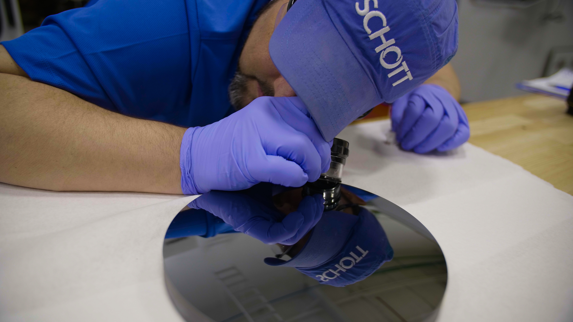 FIGURE 1. Eye loupes, standard and white light interferometry, and test plating are used for in-depth inspection of materials fabricated at the SCHOTT facility in Duryea, PA.