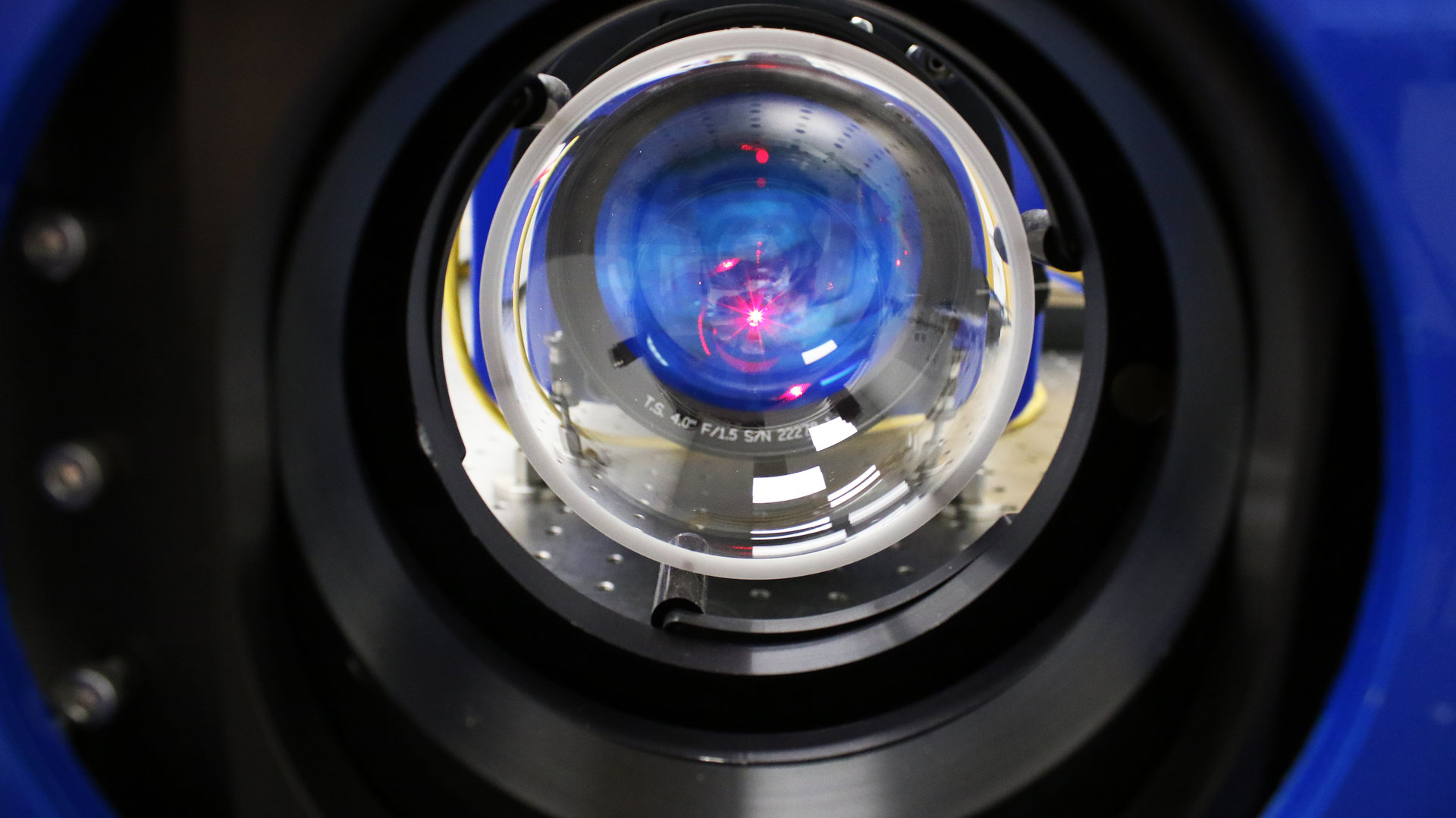 A transparent dome mounted for measurement with a short coherence laser interferometer.