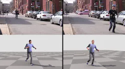 FIGURE 1. A wearable camera harness allows a person’s motions—even rapid ones, like running—to be captured outside, even as the person traverses great distances. FIGURE 1. A wearable camera harness allows a person’s motions—even rapid ones, like running—to be captured outside, even as the person traverses great distances.