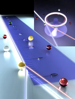 FIGURE 3. An erbium-doped glass-on-silicon microring-resonator laser created using the sol-gel method can detect and count hundreds of nanoparticles that enter its mode field. FIGURE 3. An erbium-doped glass-on-silicon microring-resonator laser created using the sol-gel method can detect and count hundreds of nanoparticles that enter its mode field.