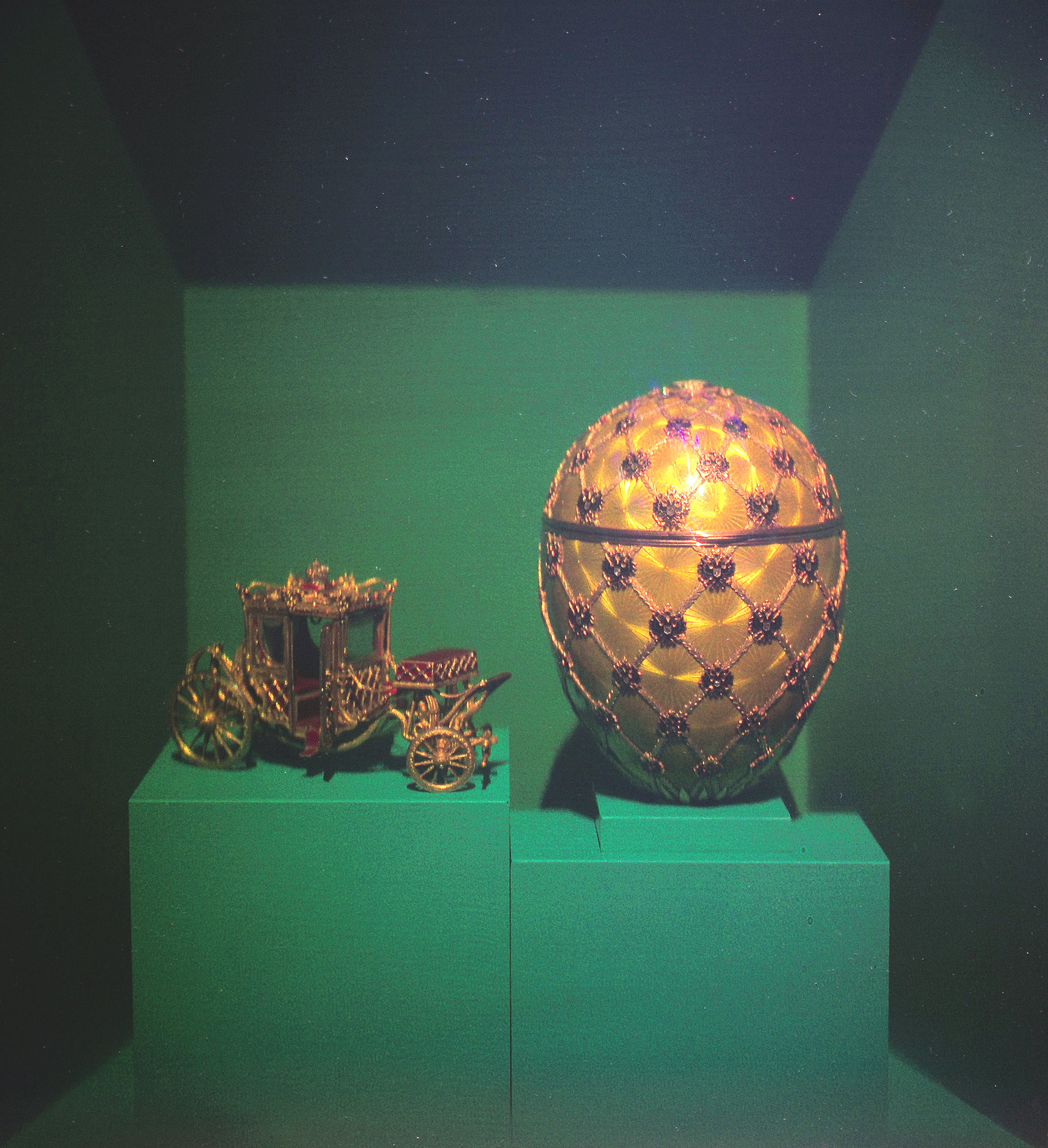 An OptoClone of a Faberge Imperial Easter Egg, the 1897 Coronation Easter Egg, appears to viewers as if it were the object itself.