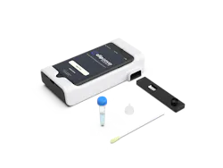 The reusable iPhone-based Clip Analyzer, the Clip COVID iOS app, and the single-use Cartridge, Swab, Extraction Tube, and Dropper Tip comprise the Clip COVID rapid antigen test. The reusable iPhone-based Clip Analyzer, the Clip COVID iOS app, and the single-use Cartridge, Swab, Extraction Tube, and Dropper Tip comprise the Clip COVID rapid antigen test.