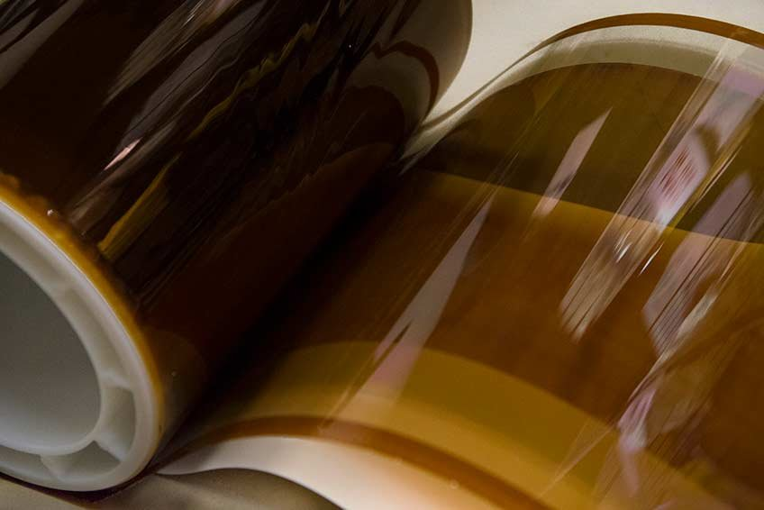 A roll of perovskite film made by the slot-die coating method.