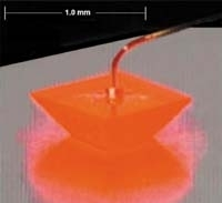 FIGURE 1. High-brightness 'allengap' LED demonstrates new LED geometries that are aimed at extracting more light by reducing internal reflections.