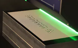 FIGURE 1. Using a line or polygon scanner with 4000 laser points per line, it takes 2 ms to scan the line across the workpiece. FIGURE 1. Using a line or polygon scanner with 4000 laser points per line, it takes 2 ms to scan the line across the workpiece.