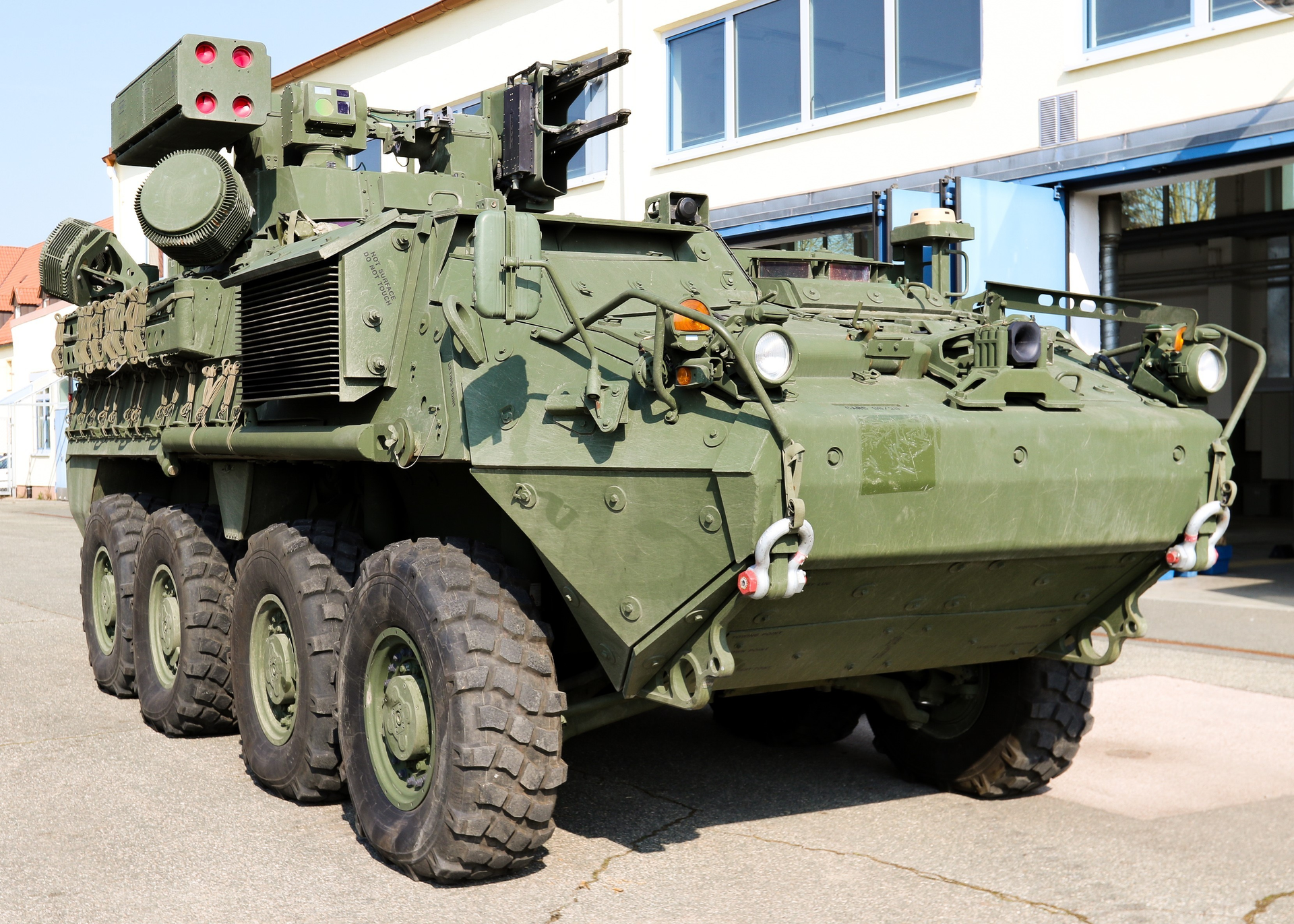 FIGURE 1. A Stryker equipped with M-SHORAD; the Army is already testing one with a 50 kW fiber laser.