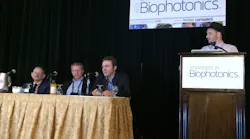 The final panel discussion at Strategies in Biophotonics, which focused on disruptive innovation and the future of biophotonics, highlighted the struggle that emerging technologies can face in addressing established standards. Left to right: Howard Shapiro, MD, Gary Tearney, MD, Ph.D., Aydogan Ozcan, Ph.D., and Dan Gareau, Ph.D. Tearney, who delivered a popular keynote at the event, will also speak at the Lasers and Photonics Marketplace Seminar on Monday, February 9, 2015, in San Francisco, CA. The final panel discussion at Strategies in Biophotonics, which focused on disruptive innovation and the future of biophotonics, highlighted the struggle that emerging technologies can face in addressing established standards. Left to right: Howard Shapiro, MD, Gary Tearney, MD, Ph.D., Aydogan Ozcan, Ph.D., and Dan Gareau, Ph.D. Tearney, who delivered a popular keynote at the event, will also speak at the Lasers and Photonics Marketplace Seminar on Monday, February 9, 2015, in San Francisco, CA.