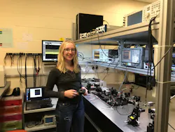 FIGURE 1. Hollie Wright in her optics lab at Heriot-Watt University in Scotland. FIGURE 1. Hollie Wright in her optics lab at Heriot-Watt University in Scotland.