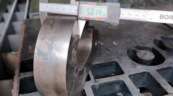 FIGURE 1. An example of laser cutting 50-mm-thick materials. FIGURE 1. An example of laser cutting 50-mm-thick materials.