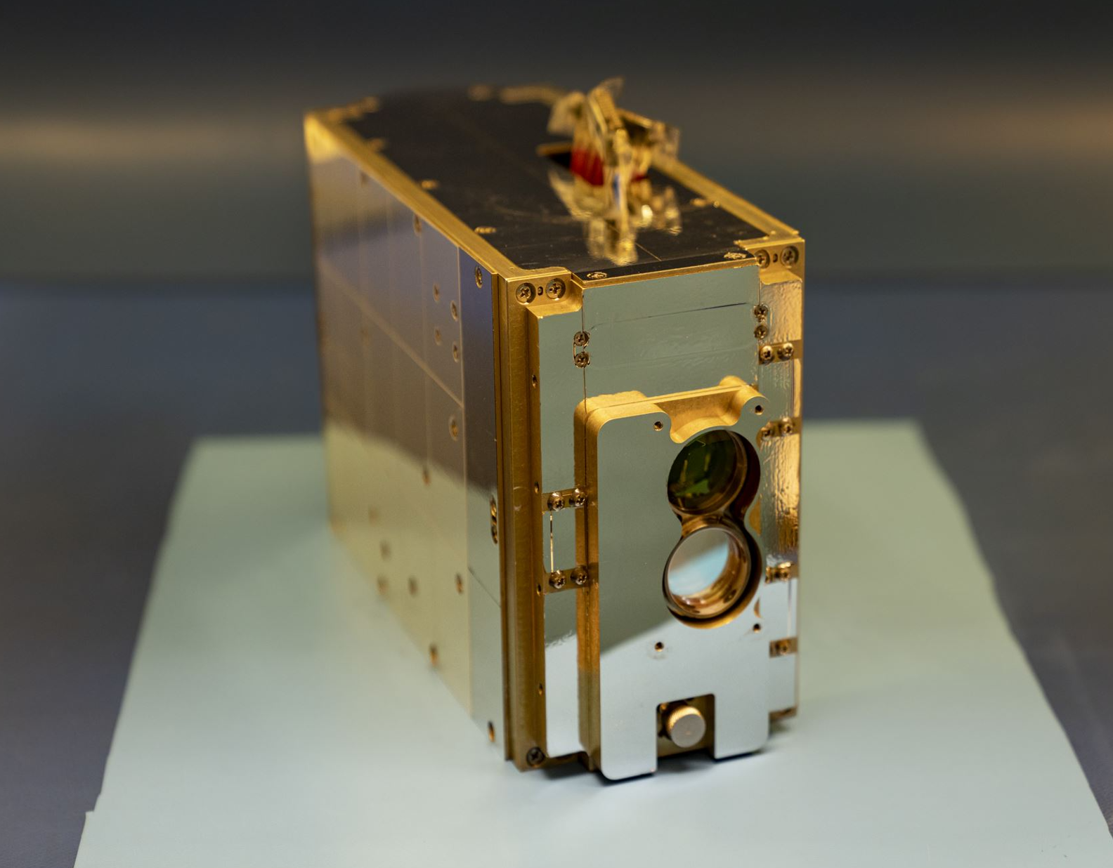 The TeraByte Infrared Delivery system (TBIRD) is a 3U payload on the PTD-3 mission, about the size of a tissue box.