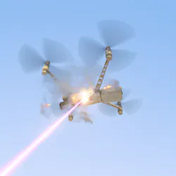 FIGURE 2. Artist rendering of a high-energy laser defeating a drone. FIGURE 2. Artist rendering of a high-energy laser defeating a drone.