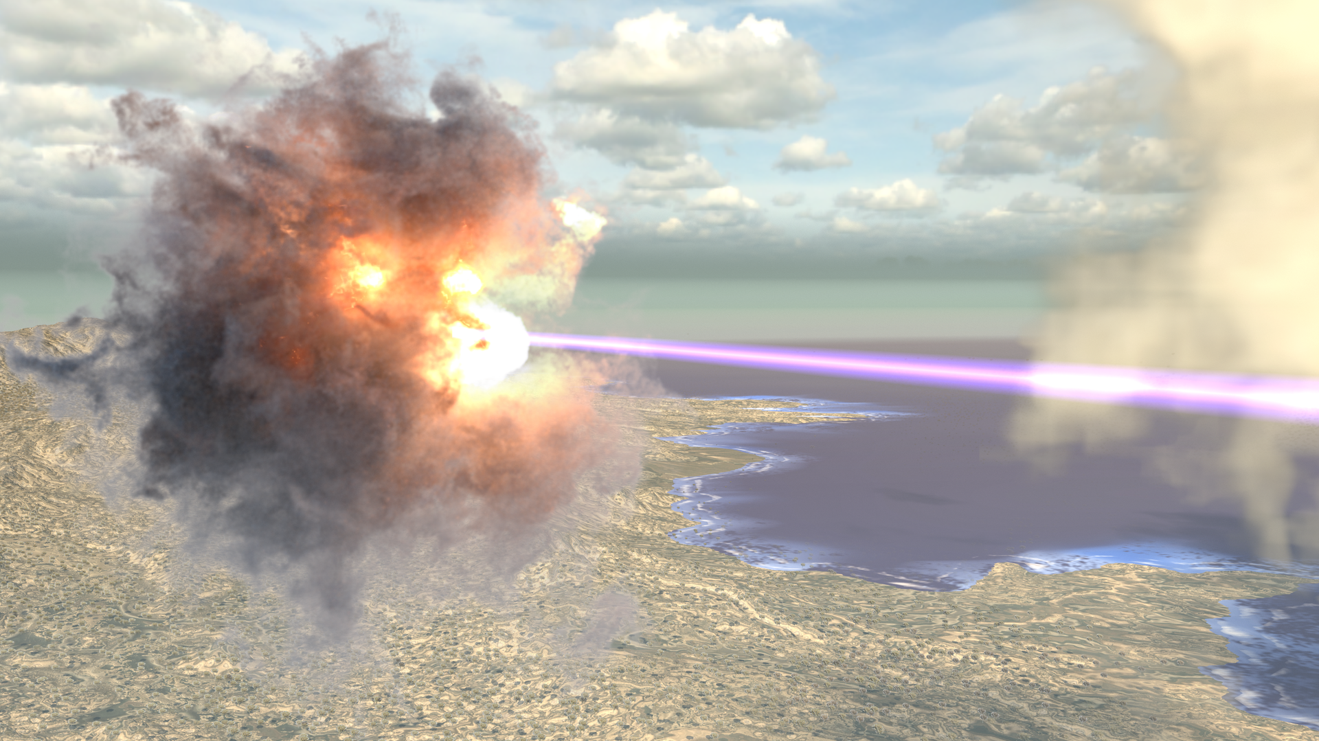 Artist rendering of a high-energy laser in action.